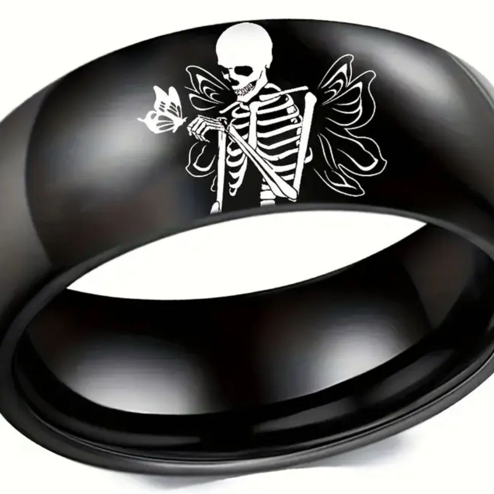 Goth Skeleton Ring Stainless Steel Punk Emo Dark Academia Jewelry
